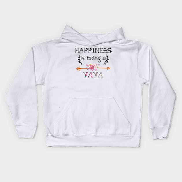 Happiness is being Yaya floral gift Kids Hoodie by DoorTees